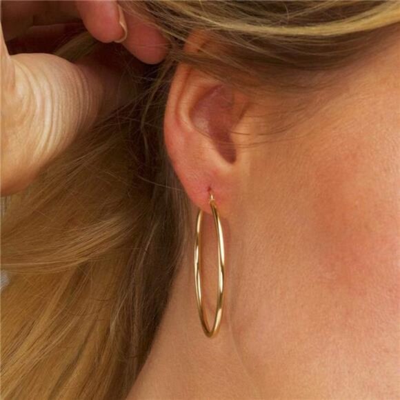 14K Gold Hoop Earrings for Women - Hypoallergenic - Picture 3 of 7